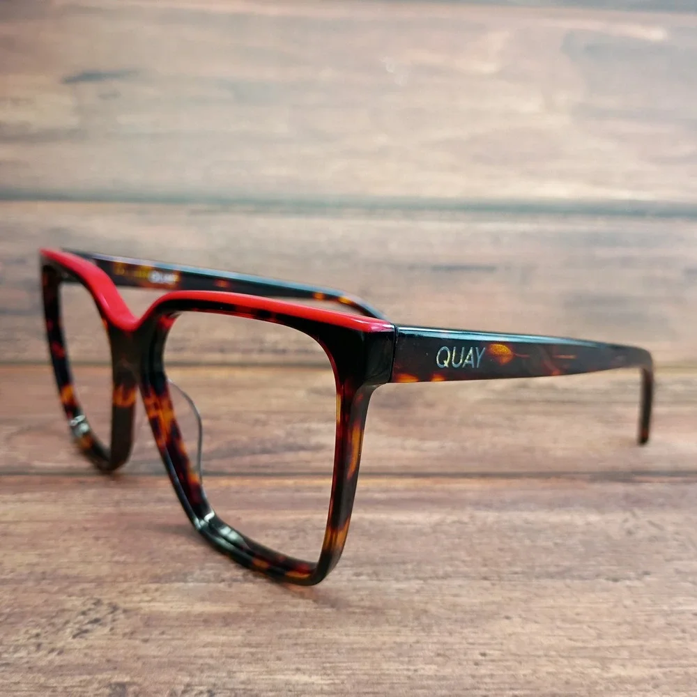 Quay Level Up 126 Tortoise Shell and Red Square Eyeglass Frames